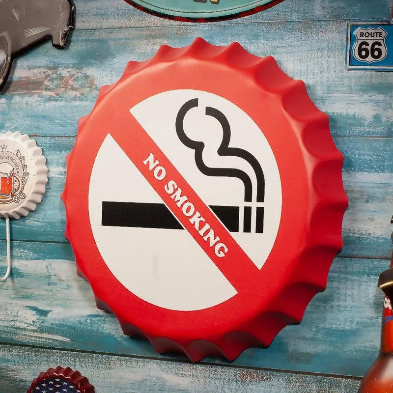 No Smoking Bottle Cap Metal Wall Accent media 1