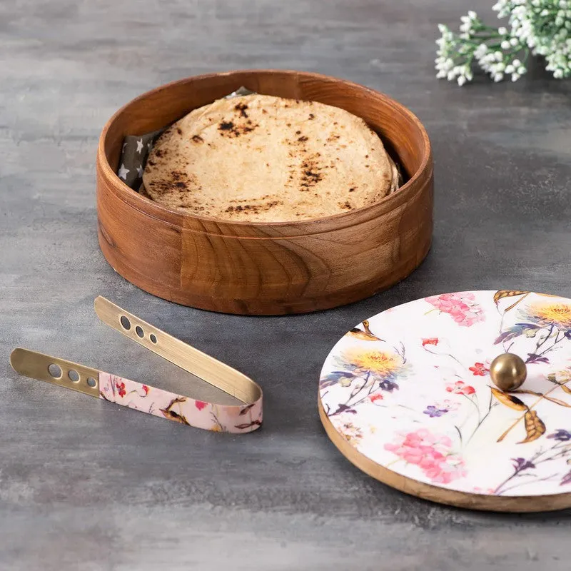 Opulia Teak Wood Round Masala Box - Three Piece Set media 3