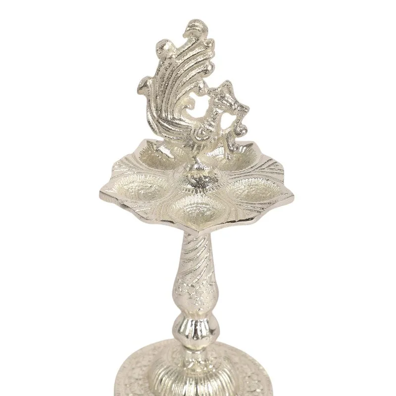 Antique Mayur Diya - Silver media 7