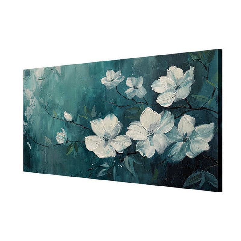 White Blooms Amid Green Serenity Wall Painting media 5