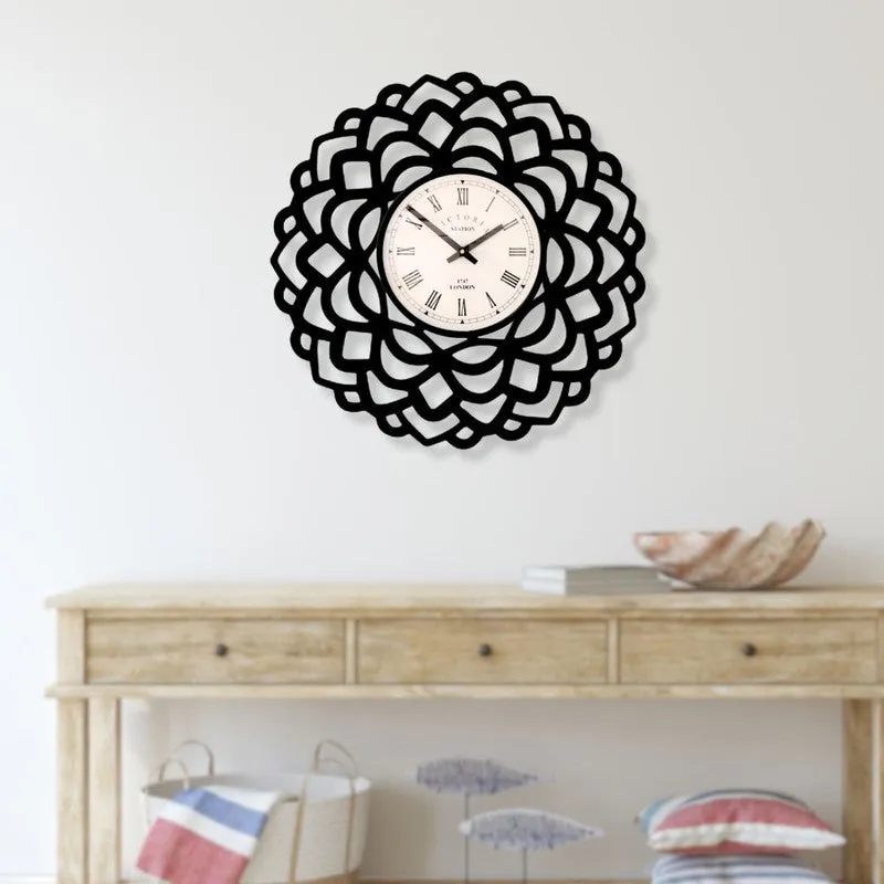 Mandala Steel Analog Wall Clock - Black media 3