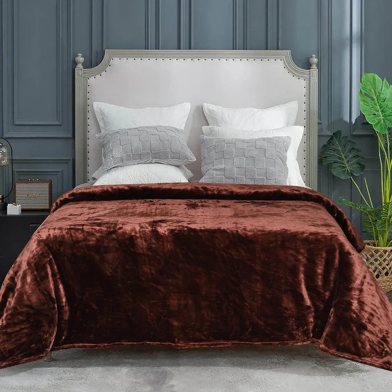 Sarva Polyester Solid Blanket - Brown media 1