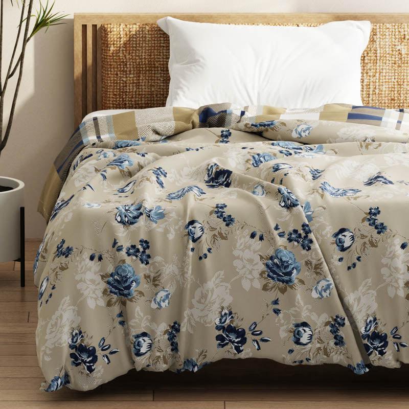 Vanya Floral Reversible Microfiber Comforter (Beige & Brown) - 120 GSM media 3