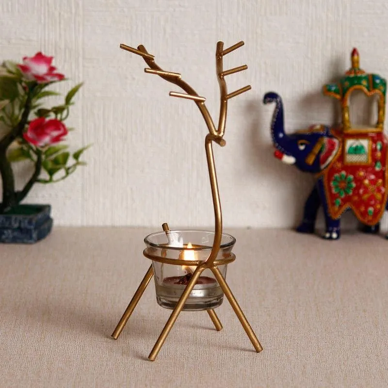 Deer Dream Tealight Candle Holder - Gold media 3