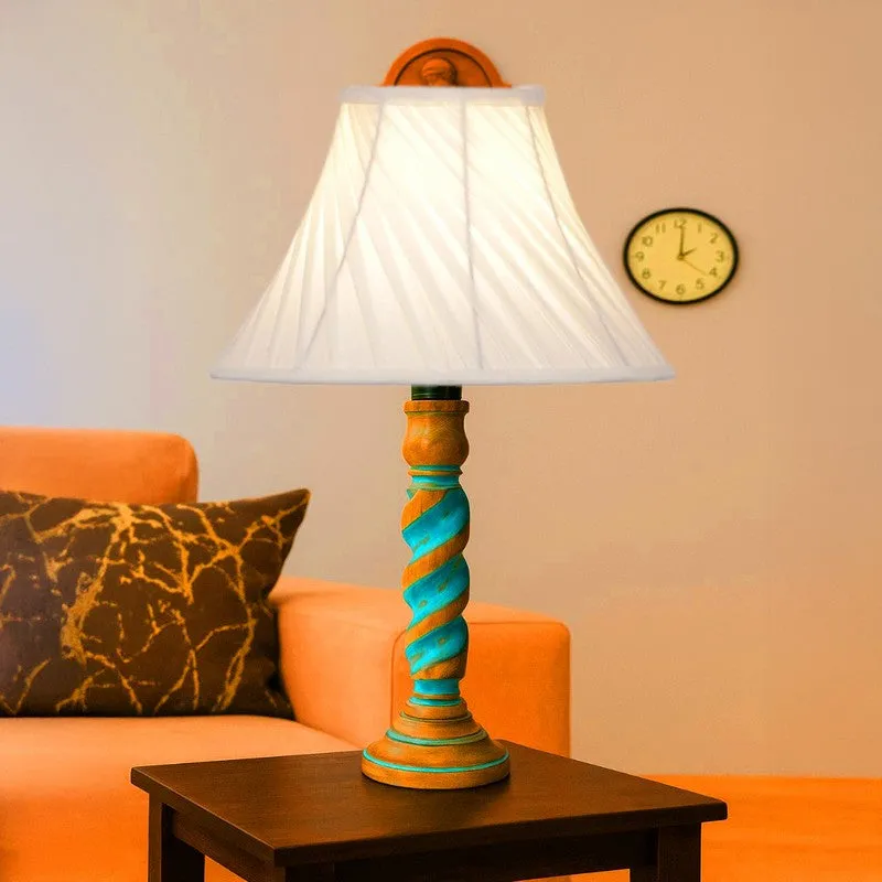 Elara Auro Wooden Table Lamp - Ivory media 3