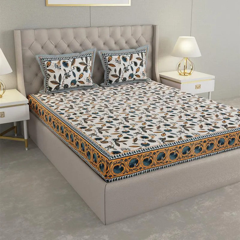Suvarna Printed Cotton Bedsheet (Yellow) - 240 TC media 3