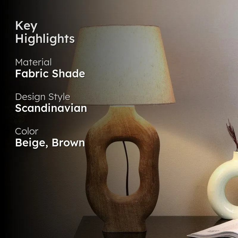 Mishuna Myna Fabric Table Lamp - Beige,Brown media 2