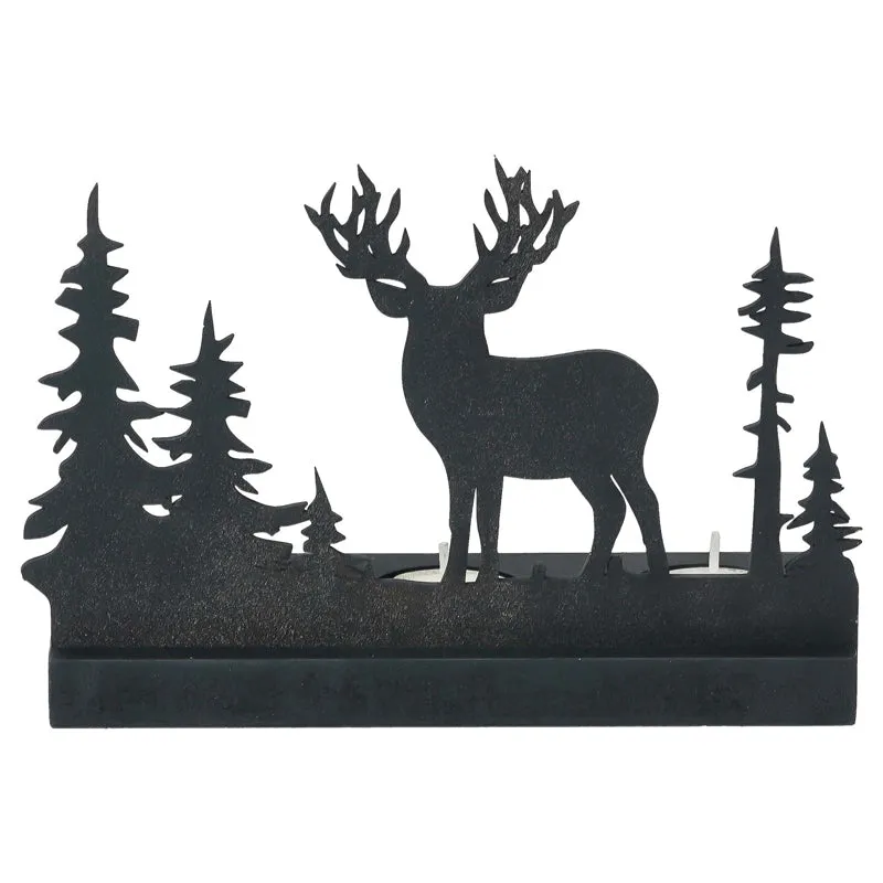 Dasher Wood Christmas Tea Light Holder - Black media 7