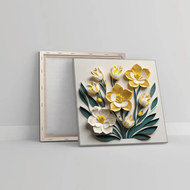 Sculpted Blooms Canvas Wall Painting - Set Of Two media 4