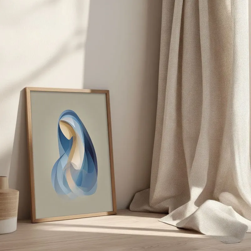 Holy Mary In Quiet Devotion Archival Paper Wall Painting With Brown Frame media 3