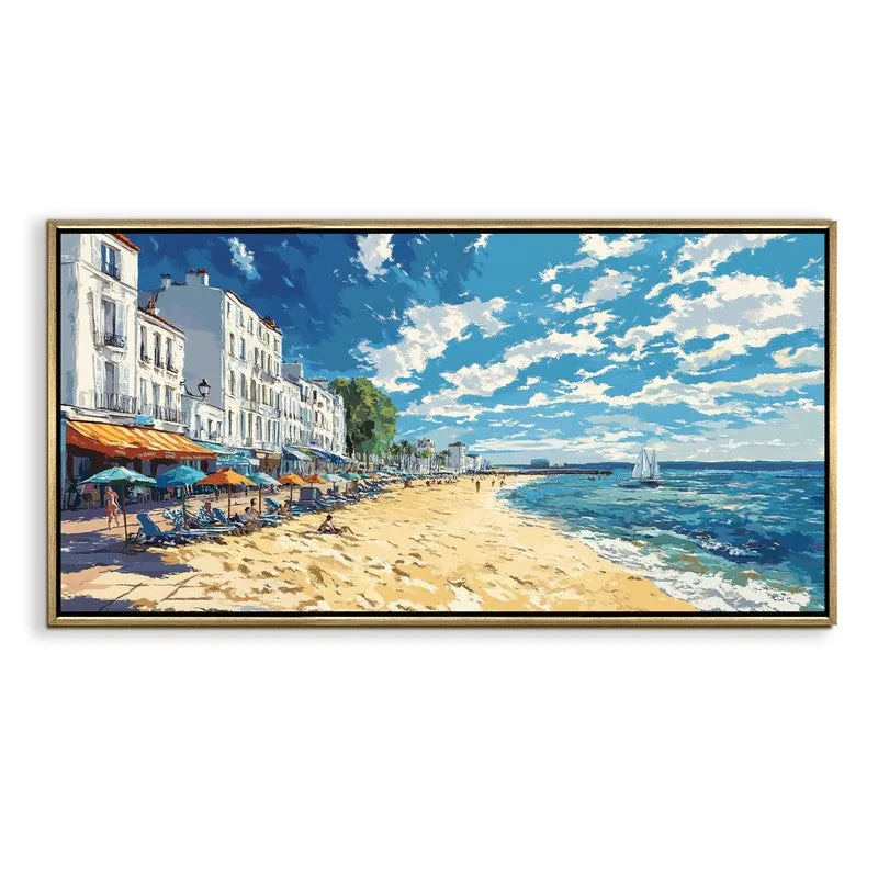 Cerulean Canvas Wall Painting With Frame media 3