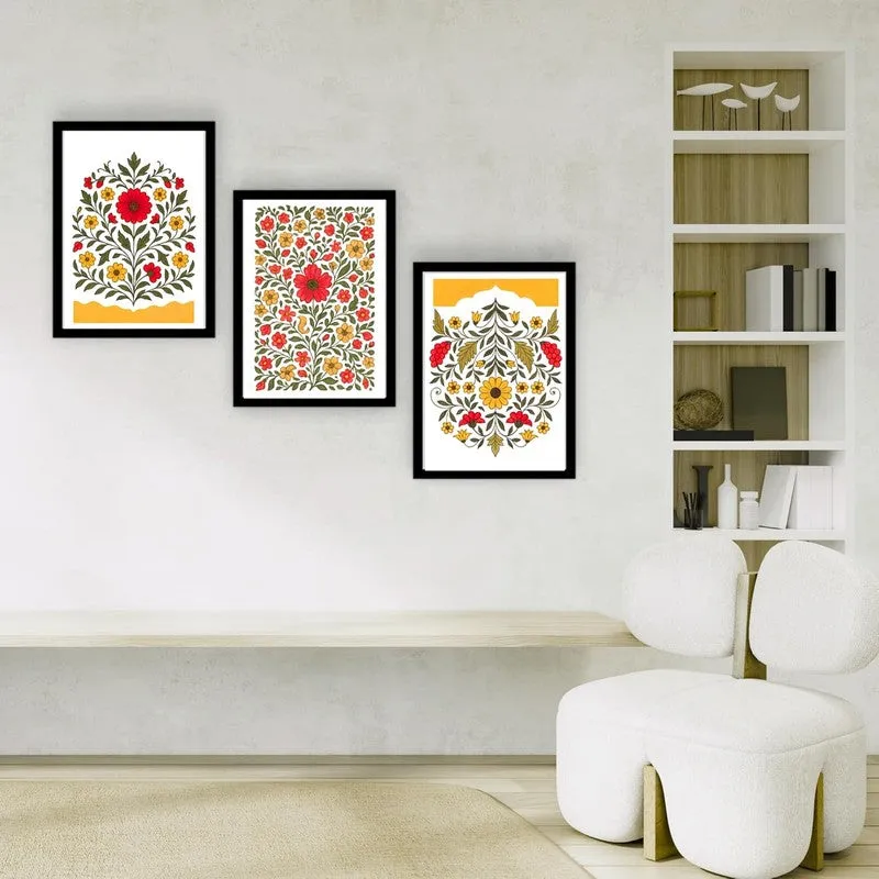 Indigo Garden Paper Wall Painting With Frame - Black media 4