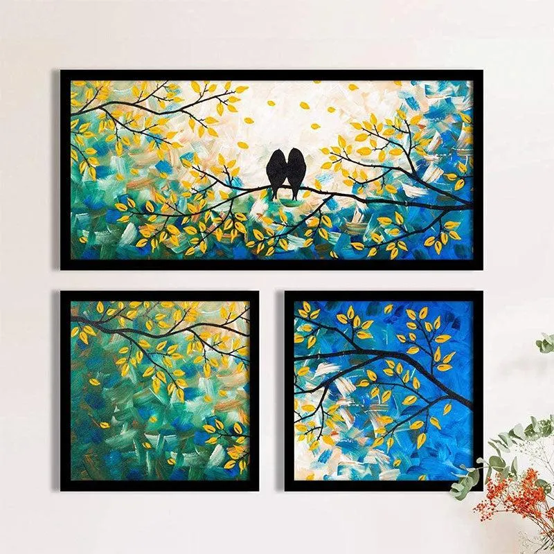 Birdie Unite Wall Painting - Set Of Three media 1