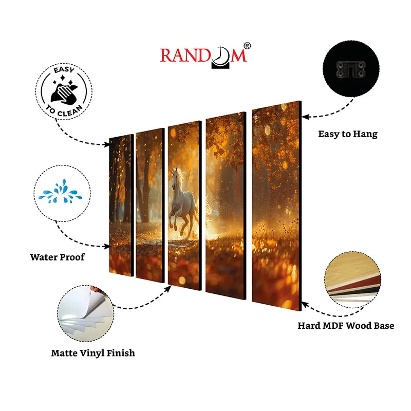 Golden Hour Gallop Canvas Wall Art - Set Of Five media 6