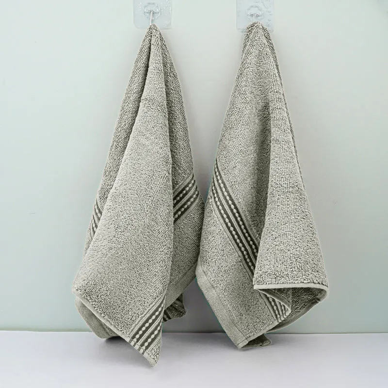 Micro Cotton LuxeDry Solid Hand Towel (Grey) - Set Of Two media 3
