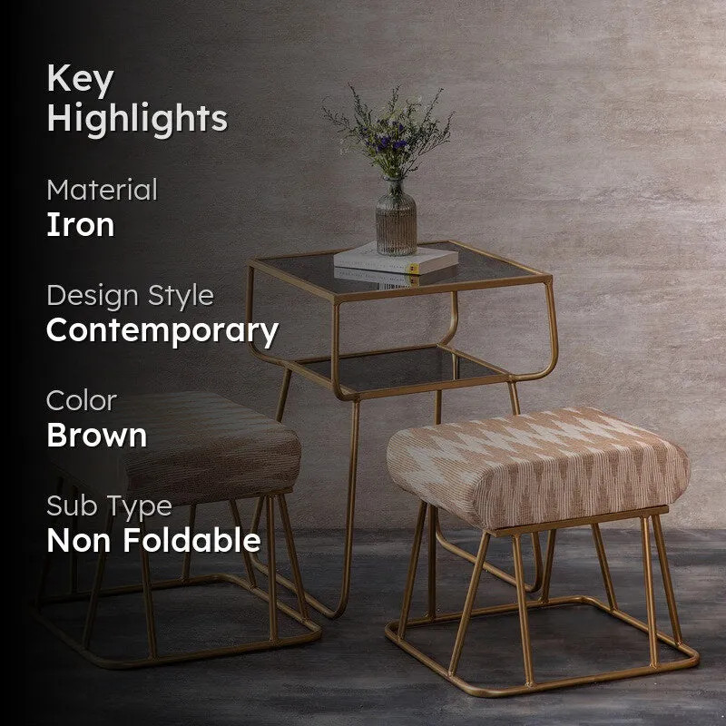 Hearth Iron Side Table with Stools media 2