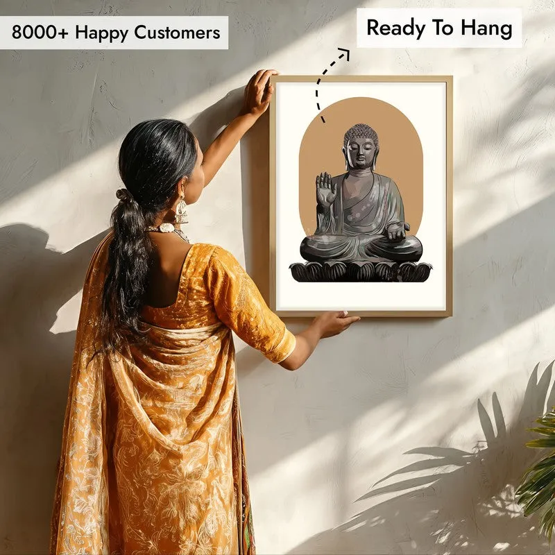 Stillness & Light Buddha Archival Paper Wall Art - Natural Brown Frame media 8