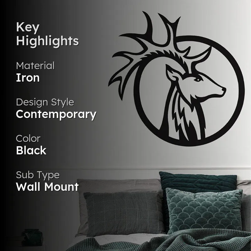 Reindeer Symbol Black Iron Wall Accent media 2