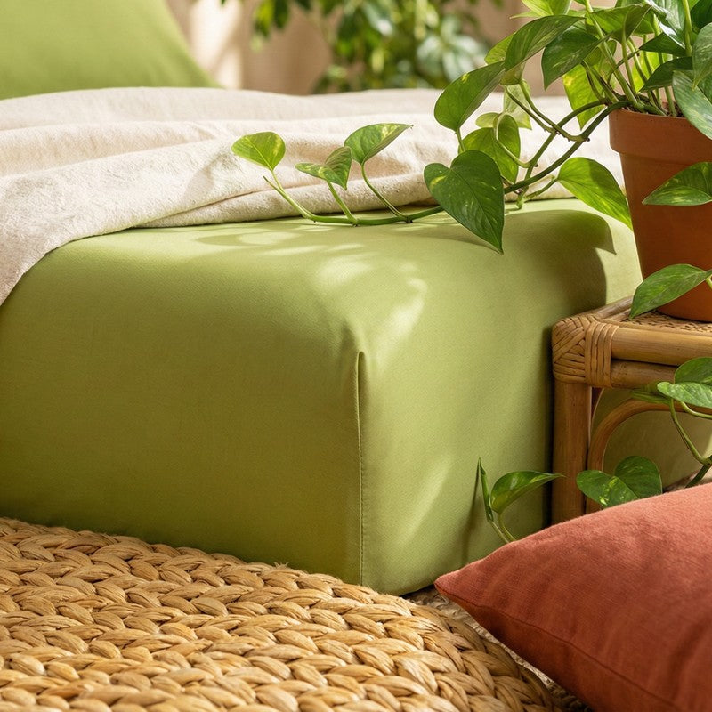 Cotton Candy Cotton Bedsheet (Moss Green) - 210 TC media 5
