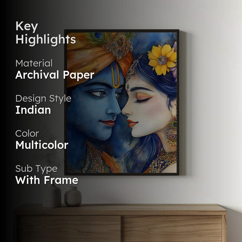 Vrindavan's Heart Spiritual Archival Paper Wall Painting With Frame - Black media 2