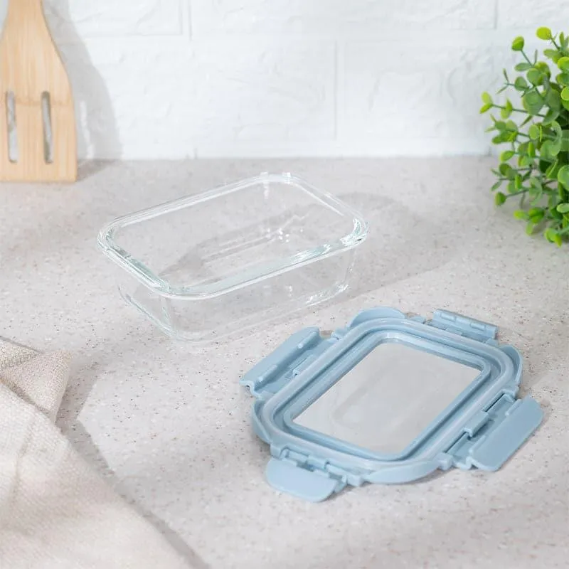 Boro Glass Lunch Box With Steel Lid (Grey) - 370 ML media 3