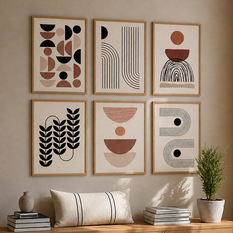 Caliora Soft Tone Abstract Wall Art - Set of Six