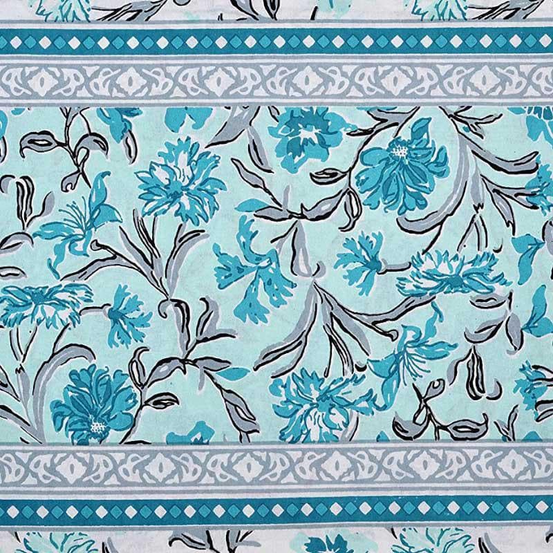 Folk Floral Fiesta Cotton Bedsheet (Blue) - 180 TC media 6