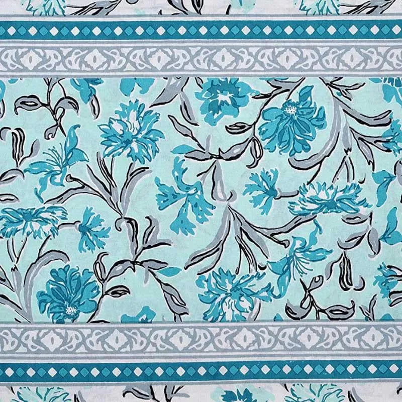 Folk Floral Fiesta Cotton Bedsheet (Blue) - 180 TC media 6