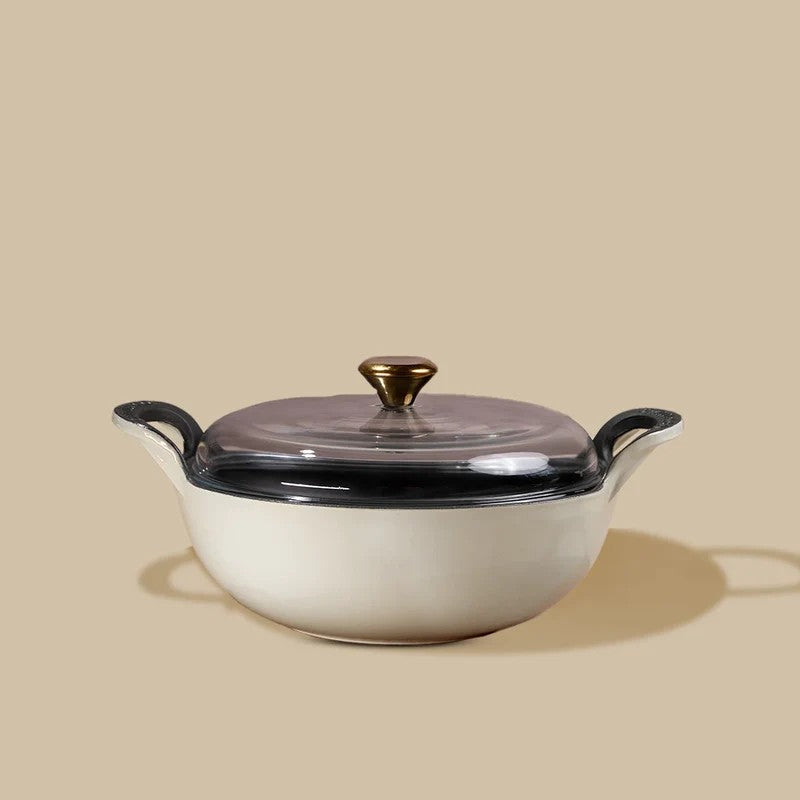 Cumin Co Enamel Cast Iron Kadhai With Lid (3200 mL) - White media 3