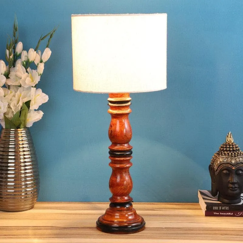 Urbane Argyle Fabric Table Lamp - White,Brown media 3