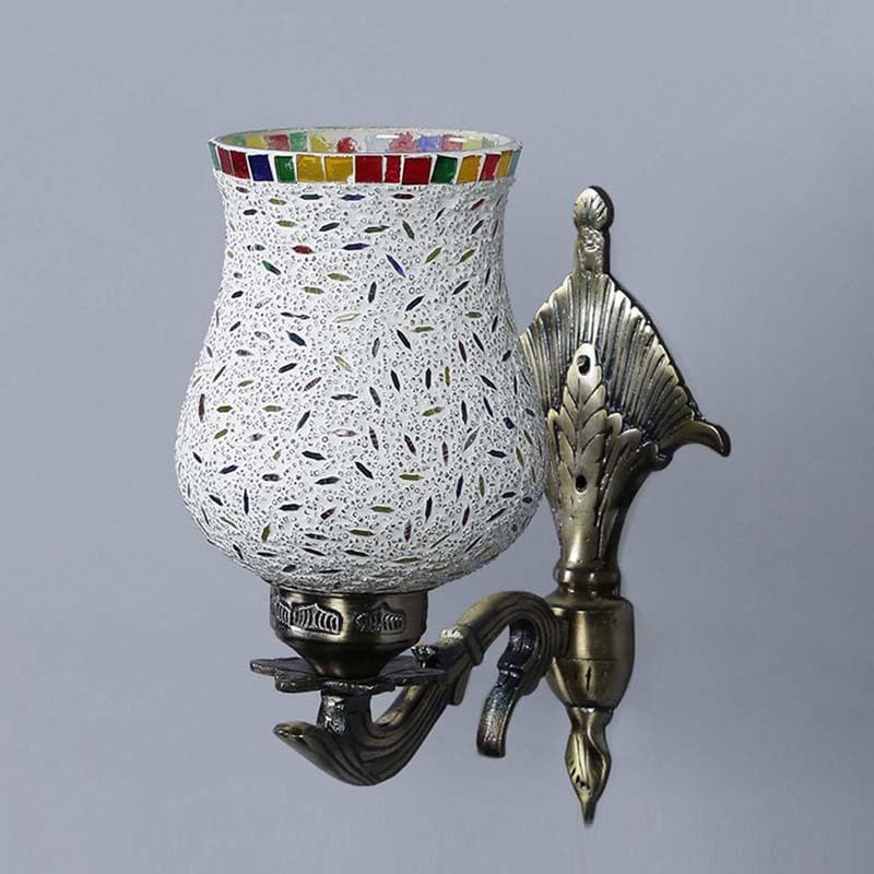Speckled Mosaic Glass & Metal Wall Lamp media 3