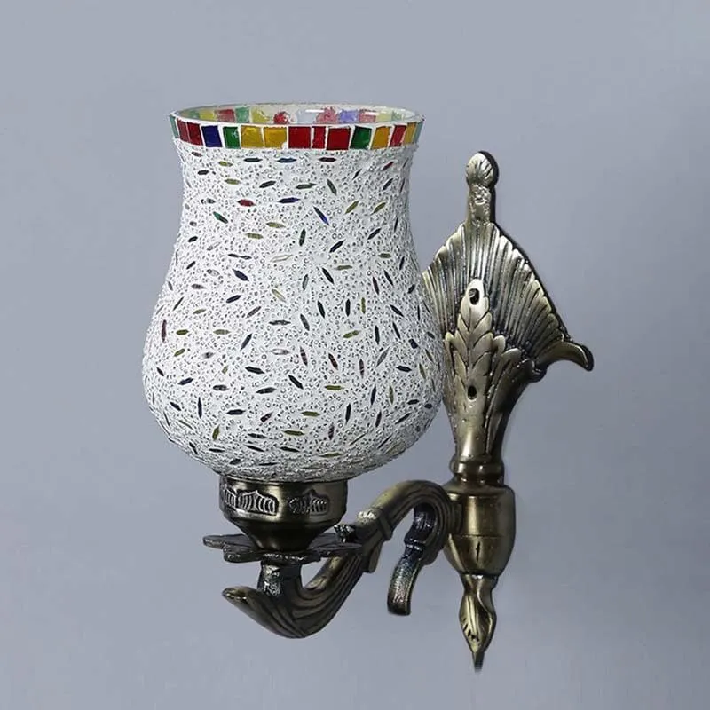 Speckled Mosaic Glass & Metal Wall Lamp media 3