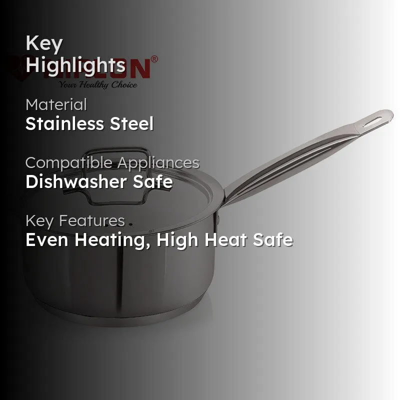 Nirlon Steel Saucepan With Lid - 2300 ML/7 Inches media 2