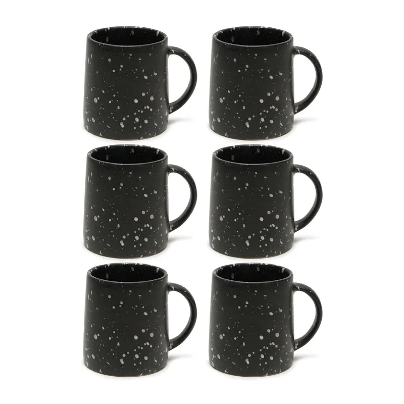 Splash Ceramic Coffee Mug (300 mL Each,Black) - Set Of Six media 3