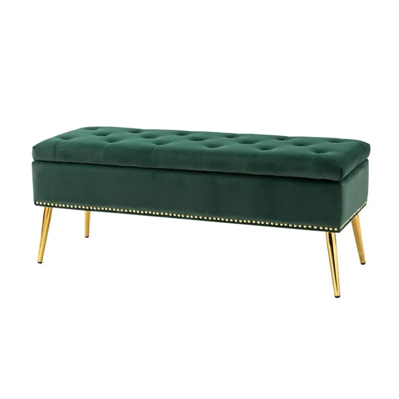 Carnes Velvet And Steel Bench - Green media 3