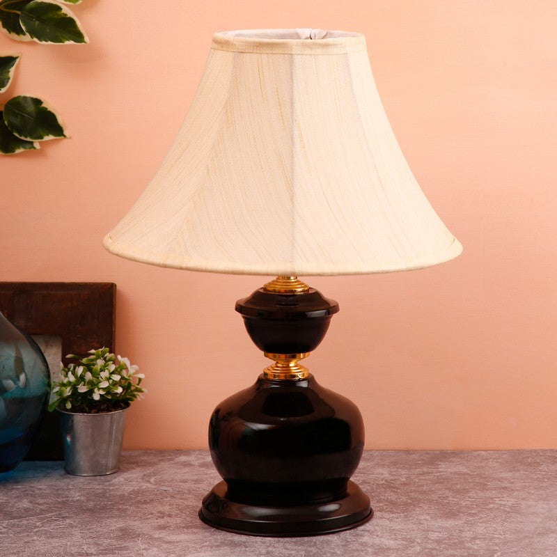 Starovia Cotton Table Lamp With Iron Base - White