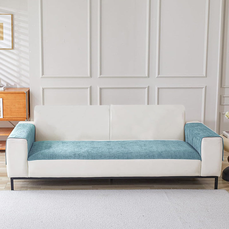 Herringbone Chenille Sofa Mat - Blue media 3