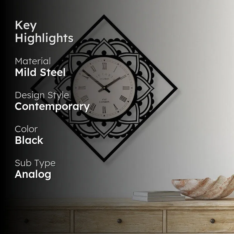 Petalara Steel Analog Wall Clock - Black media 2