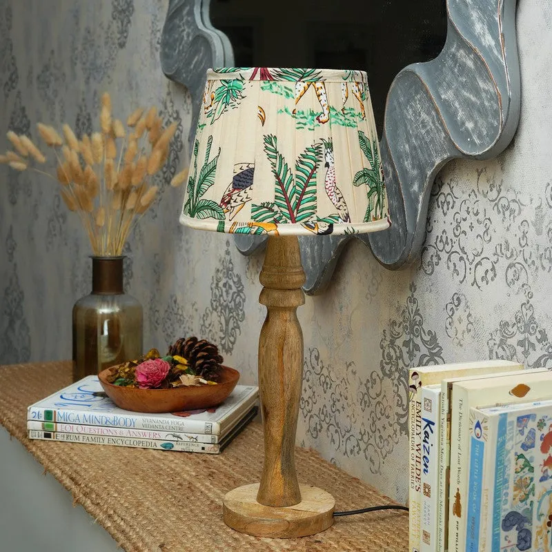 Palmera Wooden Base Cotton Table Lamp - Multicolor media 3