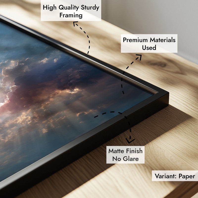 Peaceful Sky Archival Paper Wall Painting With Black Frame media 6
