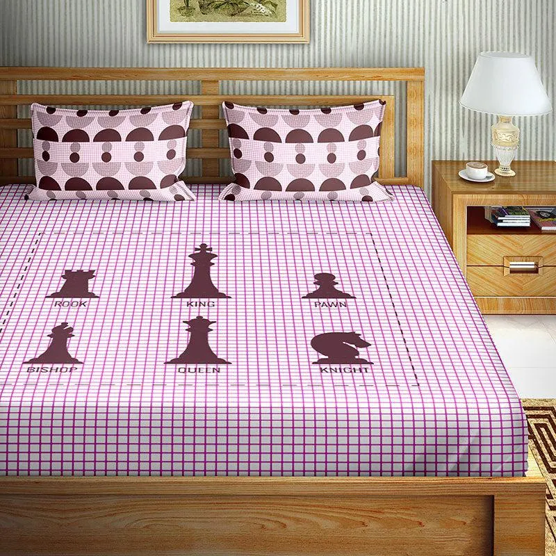 Chess Champion Geometric Cotton Bedsheet - 180 TC media 3