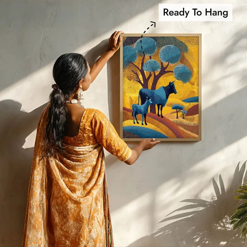 Golden Horizon Canvas Wall Painting With Brown Frame media 7