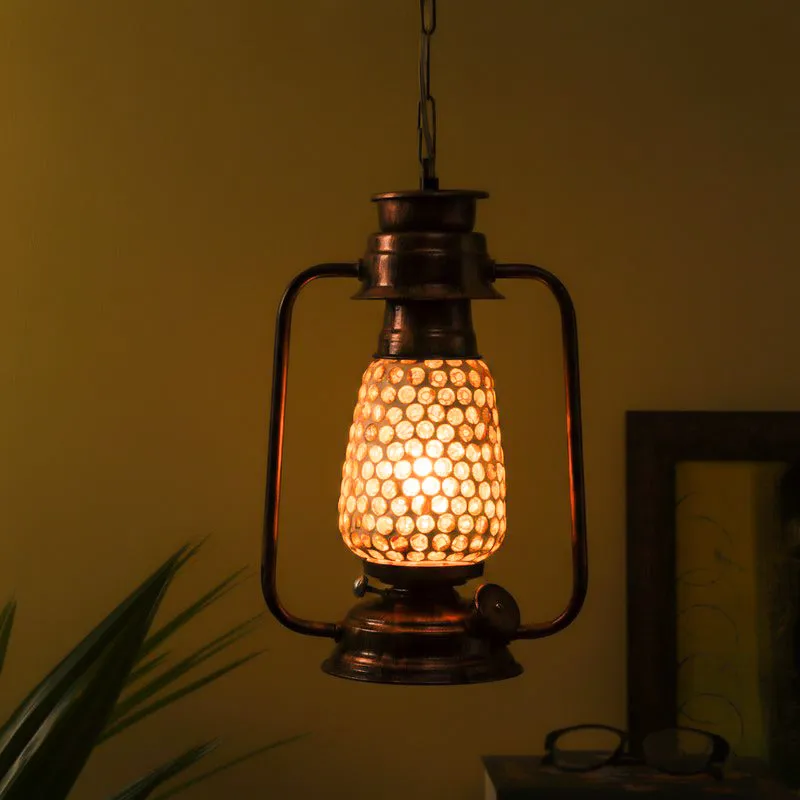 Navina Mosaic Lantern Glass Ceiling Lamp - Copper media 1