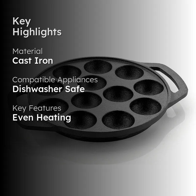 Nirlon Cast Iron Paniyaram Pan media 2