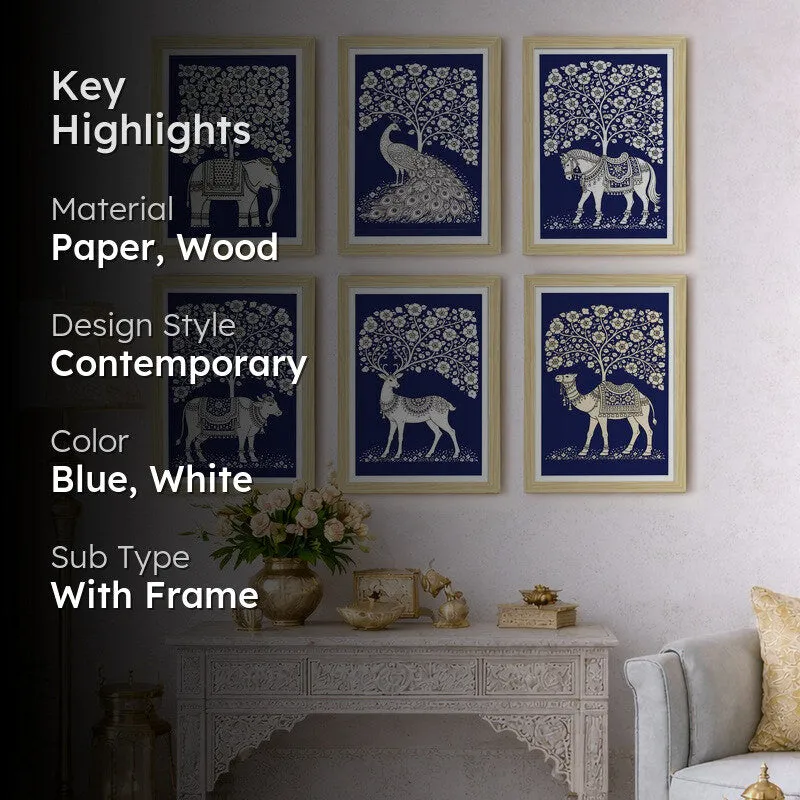 Rooted Spirits Paper Wall Painting With Frame - Set Of Six media 2