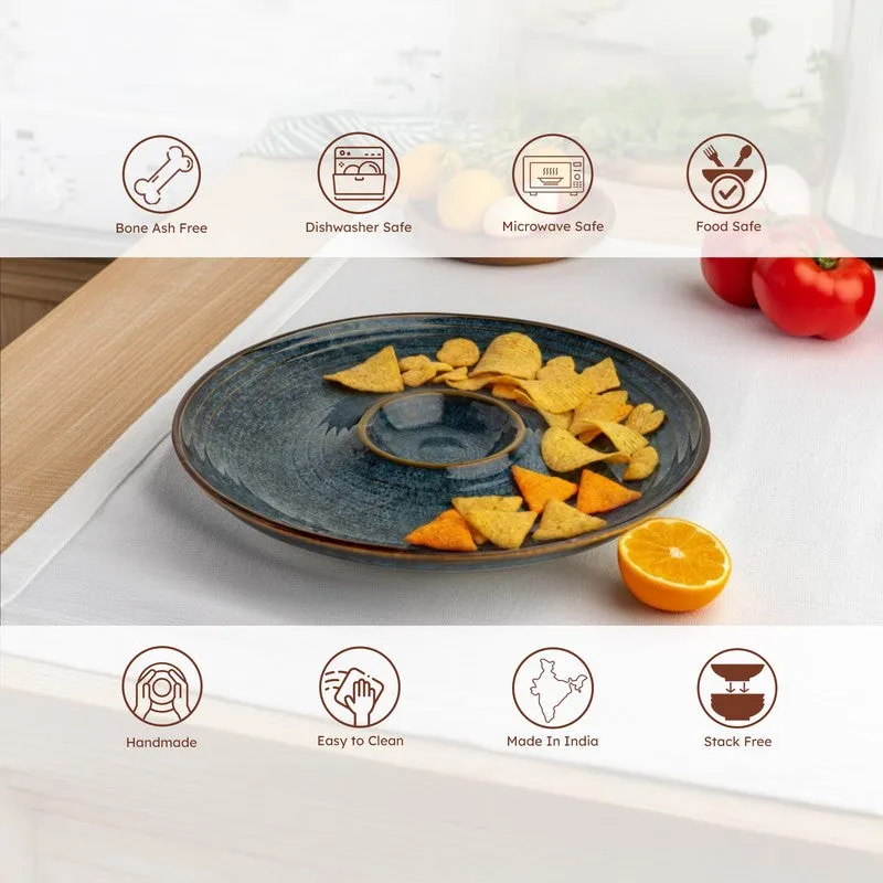 Midnight Reef Ceramic Chip n Dip Platter - Blue media 7