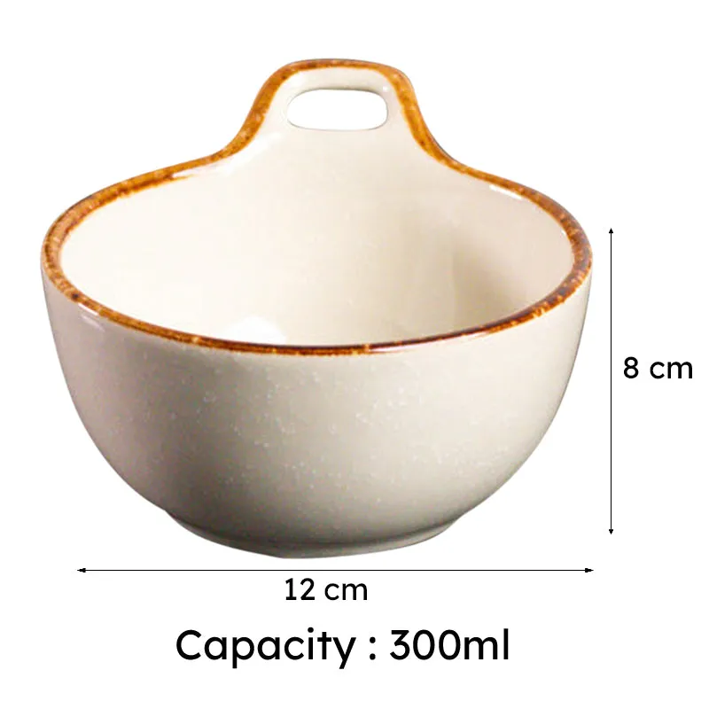 Rustic Edge Serving Bowl with Handle(300 mL) - Set Of Three media 6