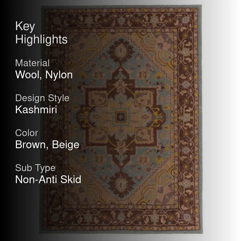 Pavati Hand Tufted Ethnic Wool & Nylon Carpet - Brown media 2