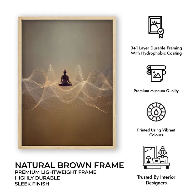 Buddha In Tranquil Harmony II Archival Paper Wall Painting With Brown Frame media 9
