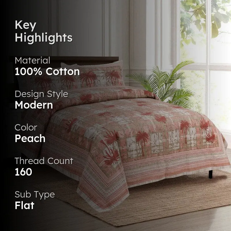 Coco Tree Checkers Cotton Bedsheet (Pink) - 160 TC media 2